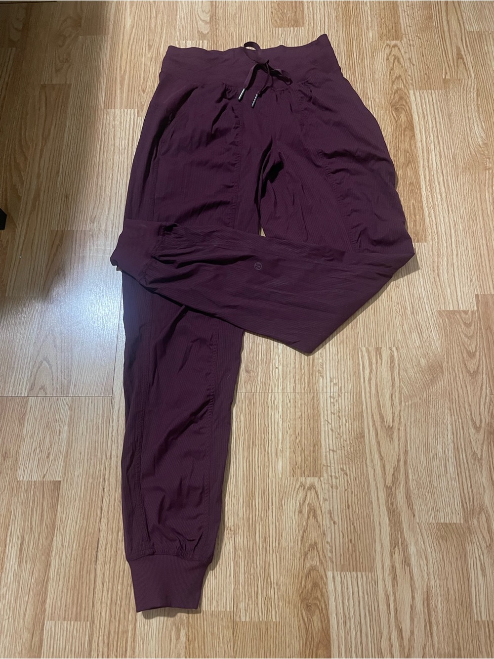 Womens Burgundy Ribbed Jogger Pants
